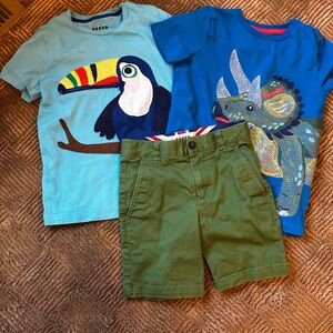 Mini Boden Blue and Green Kids T-Shirt and Shorts Set